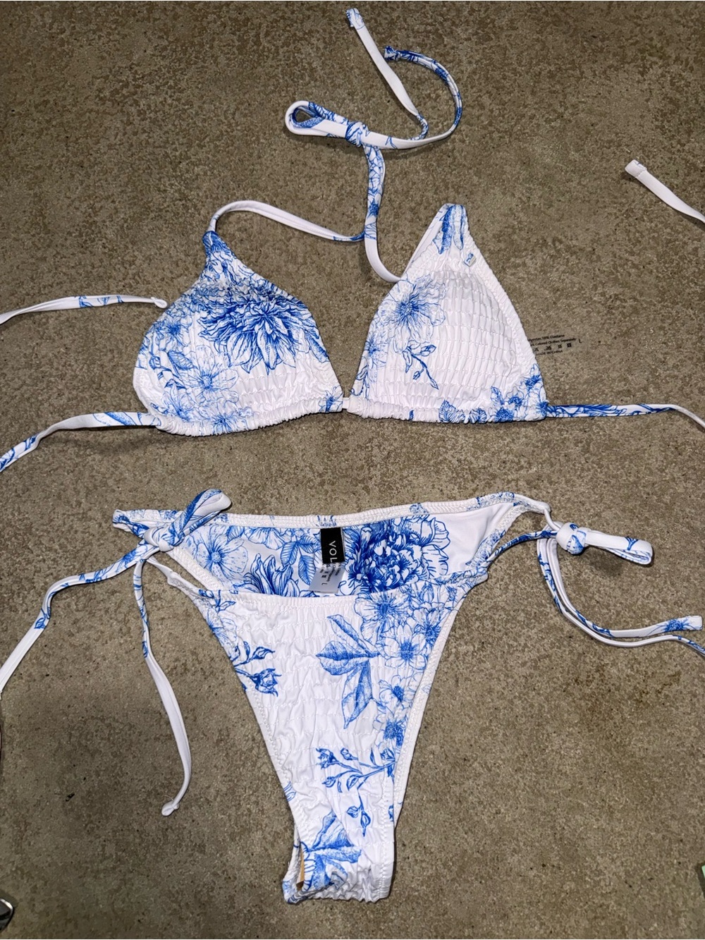 Vola White and Blue Floral Girls' Two-Piece Bikini